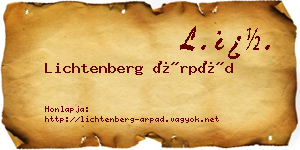 Lichtenberg Árpád névjegykártya
